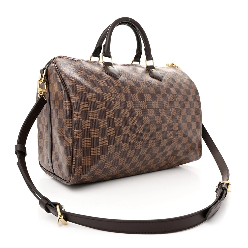 Speedy Bandoulière 30 Super Clone Damier Ebene Canvas Gold Hardware HandBag - Image 8