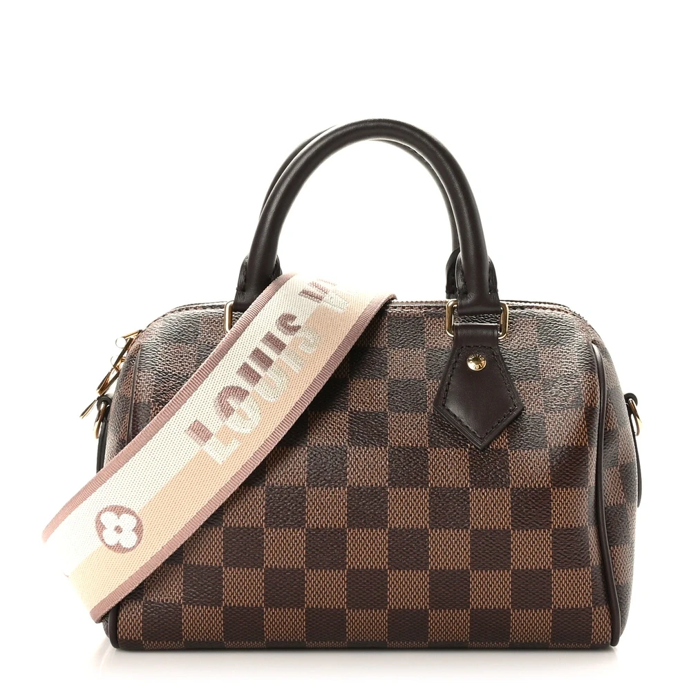 Speedy Bandoulière 20 1:1 Replica Damier Ebene Canvas Gold Hardware HandBag
