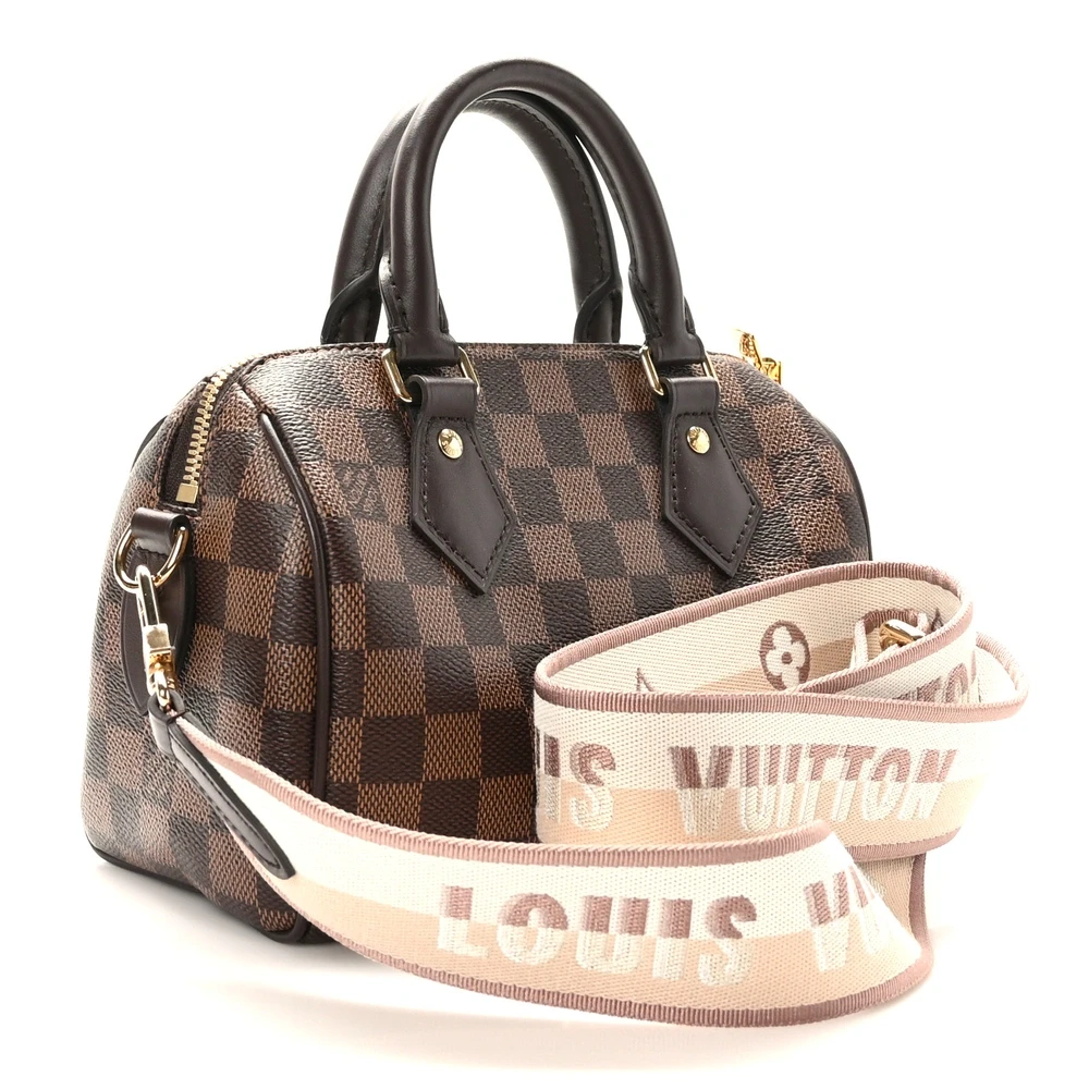 Speedy Bandoulière 20 1:1 Replica Damier Ebene Canvas Gold Hardware HandBag - Image 7