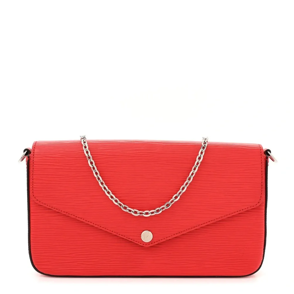 Félicie Pochette Super Clone Red Epi Leather Chain Wallet Crossbody