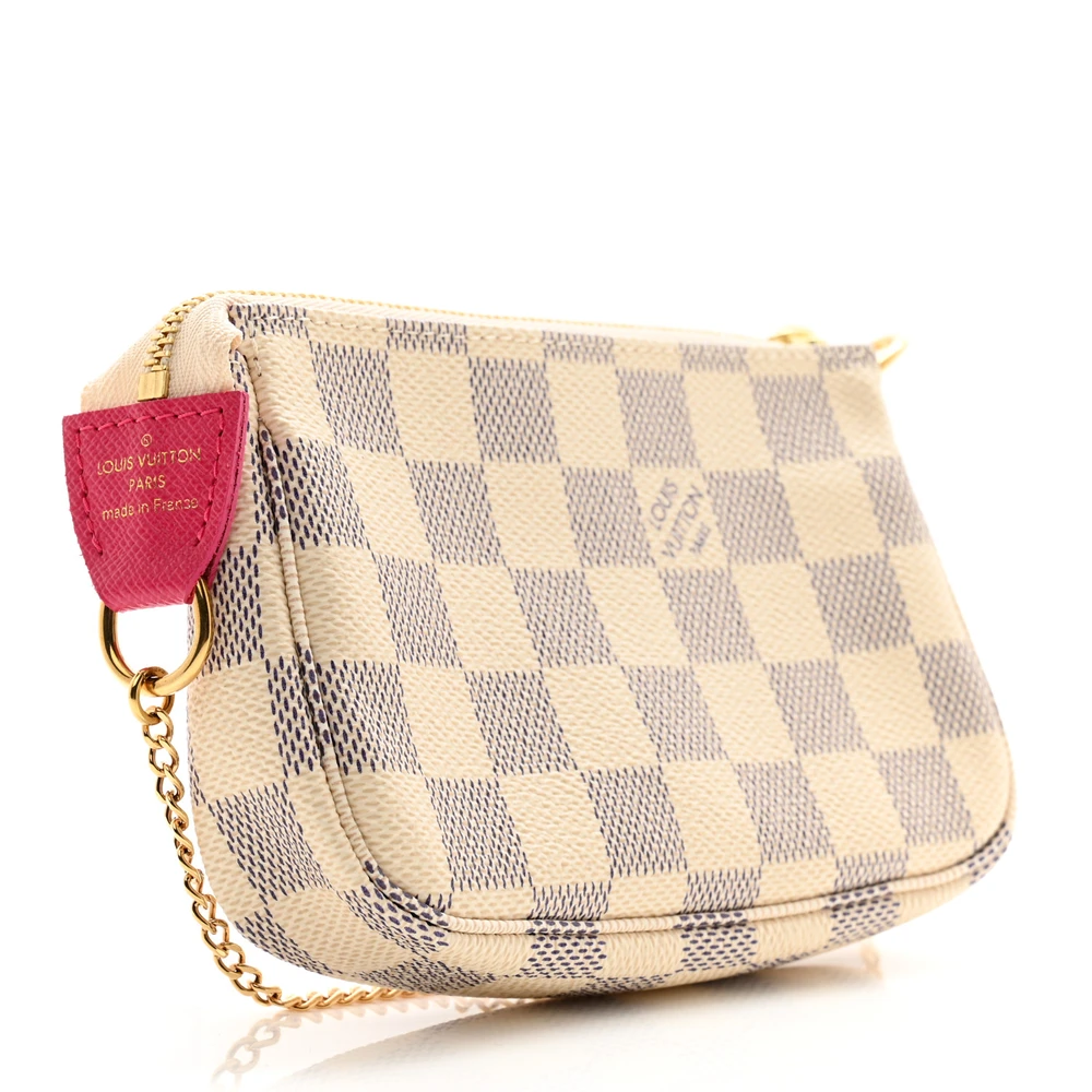 Mini Pochette Super Clone Fuchsia Damier Azur Canvas Christmas Animation Gold Hardware Bag - Image 5