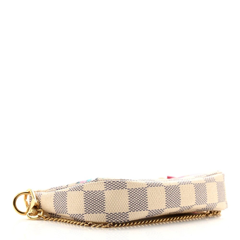 Mini Pochette Super Clone Fuchsia Damier Azur Canvas Christmas Animation Gold Hardware Bag - Image 4
