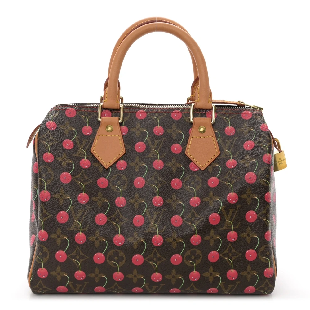 1:1 Replica LV Cerises Speedy 25 Handbag in Monogram Canvas With Smiling Cherry Overlays