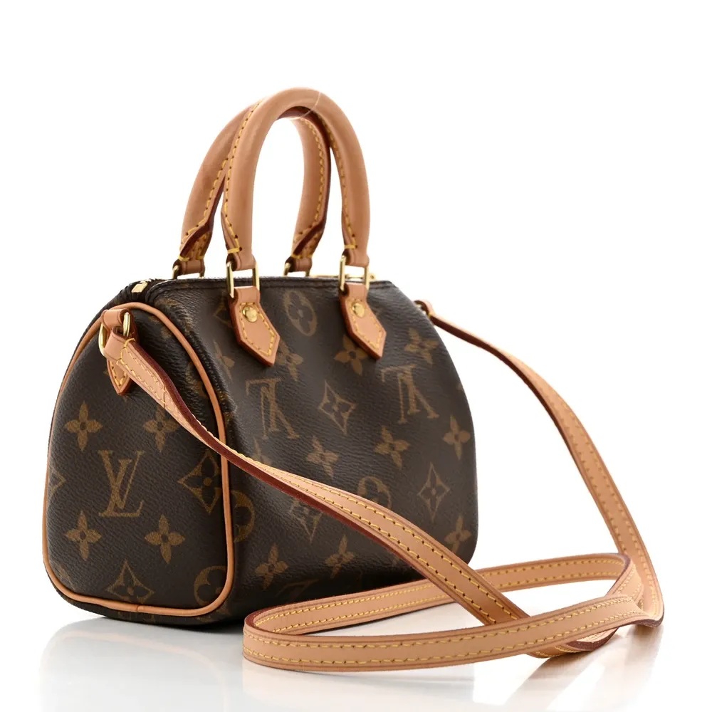 Nano Speedy BB Super Clone Monogram Canvas Mini Handbag Gold Hardware - Image 3