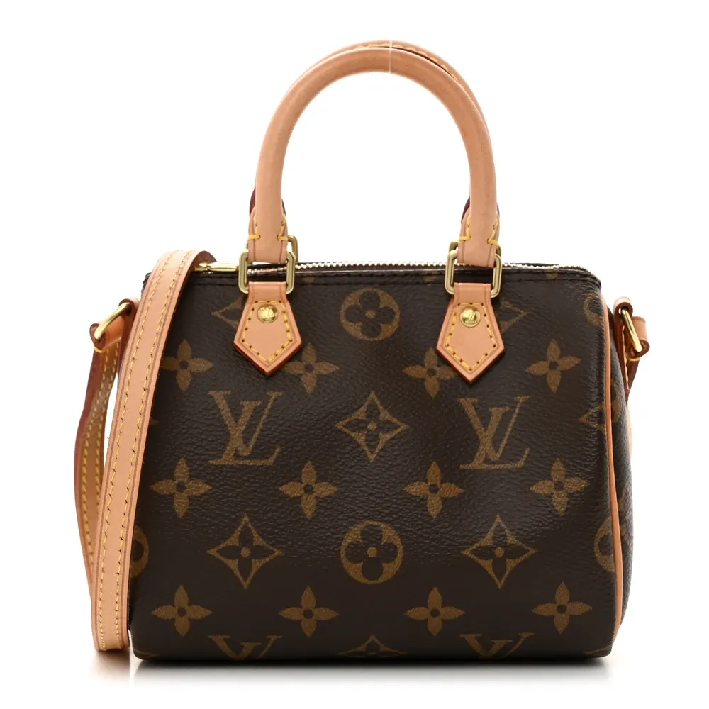 Nano Speedy BB Super Clone Monogram Canvas Mini Handbag Gold Hardware