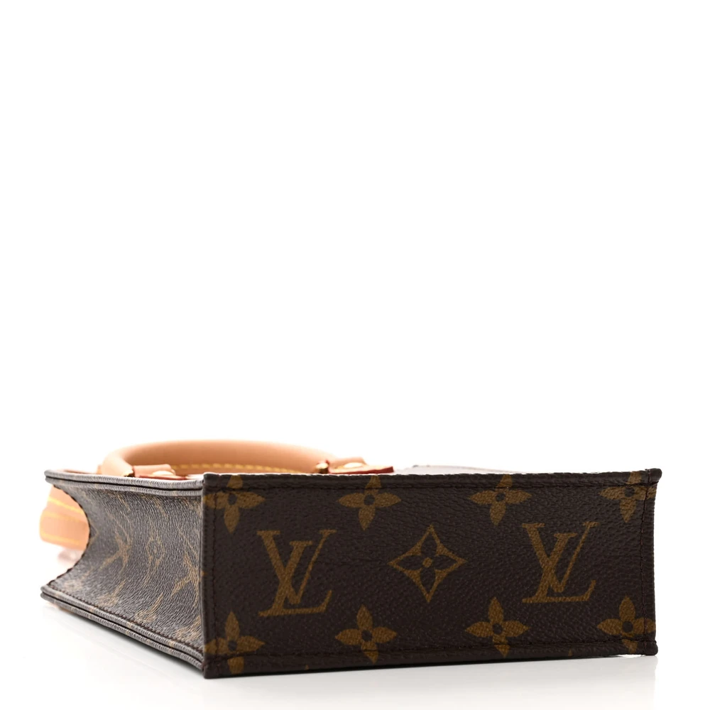 Petit Sac Plat 1:1 Replica Monogram Canvas Natural Leather Trim Gold Hardware Mini Tote Bag - Image 7