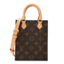 Petit Sac Plat 1:1 Replica Monogram Canvas Natural Leather Trim Gold Hardware Mini Tote Bag