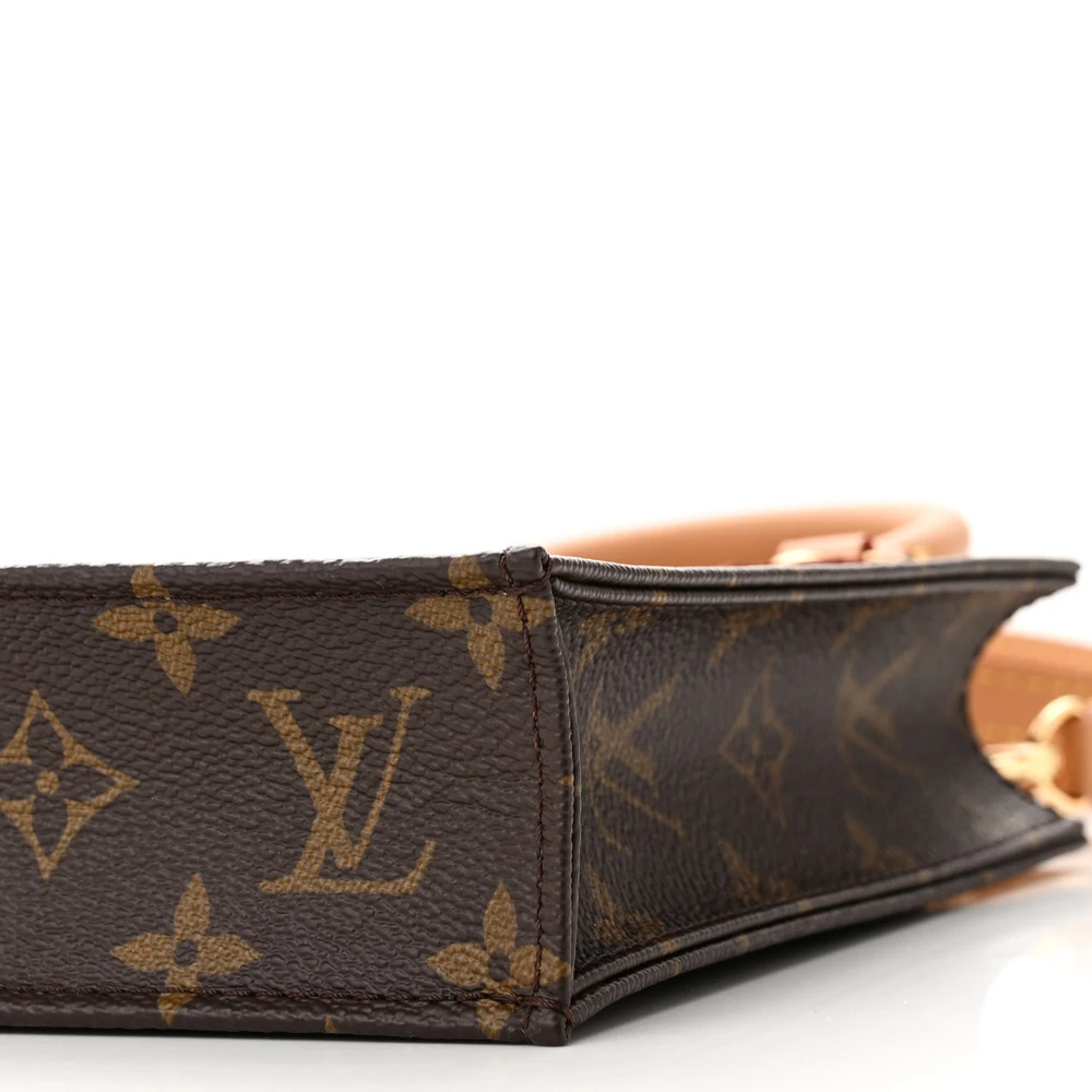 Petit Sac Plat 1:1 Replica Monogram Canvas Natural Leather Trim Gold Hardware Mini Tote Bag - Image 2