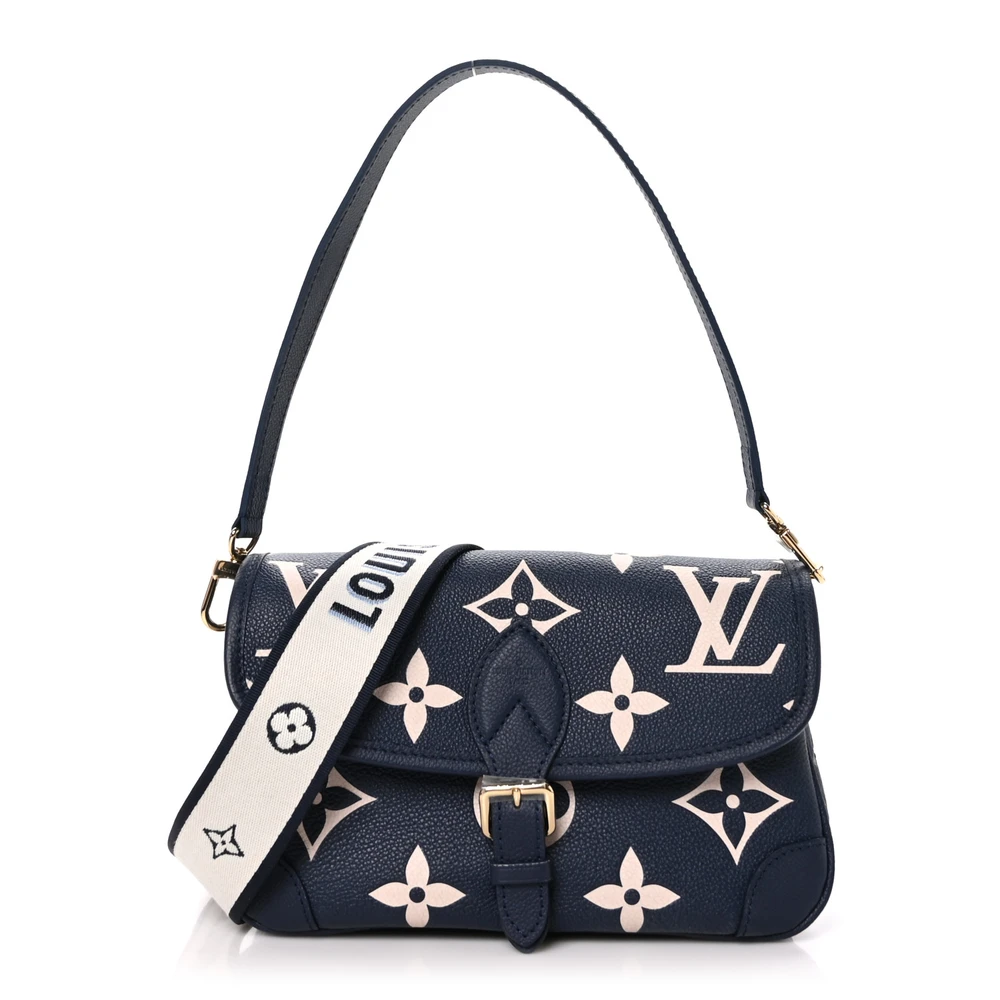 Diane 1:1 Replica Navy Cream Empreinte Giant Monogram Leather Bag