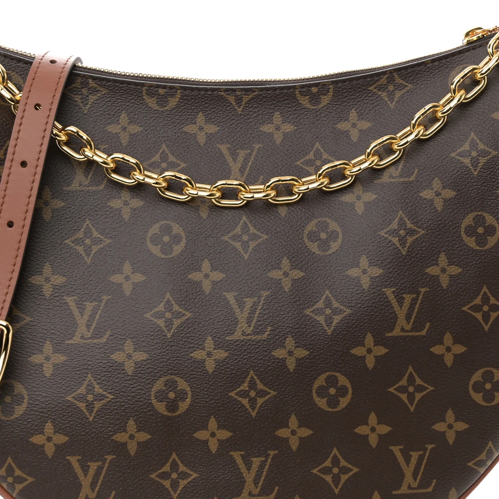 Reverse Monogram Loop Hobo 1:1 Replica Canvas Shoulder Bag with Gold Hardware - Image 6