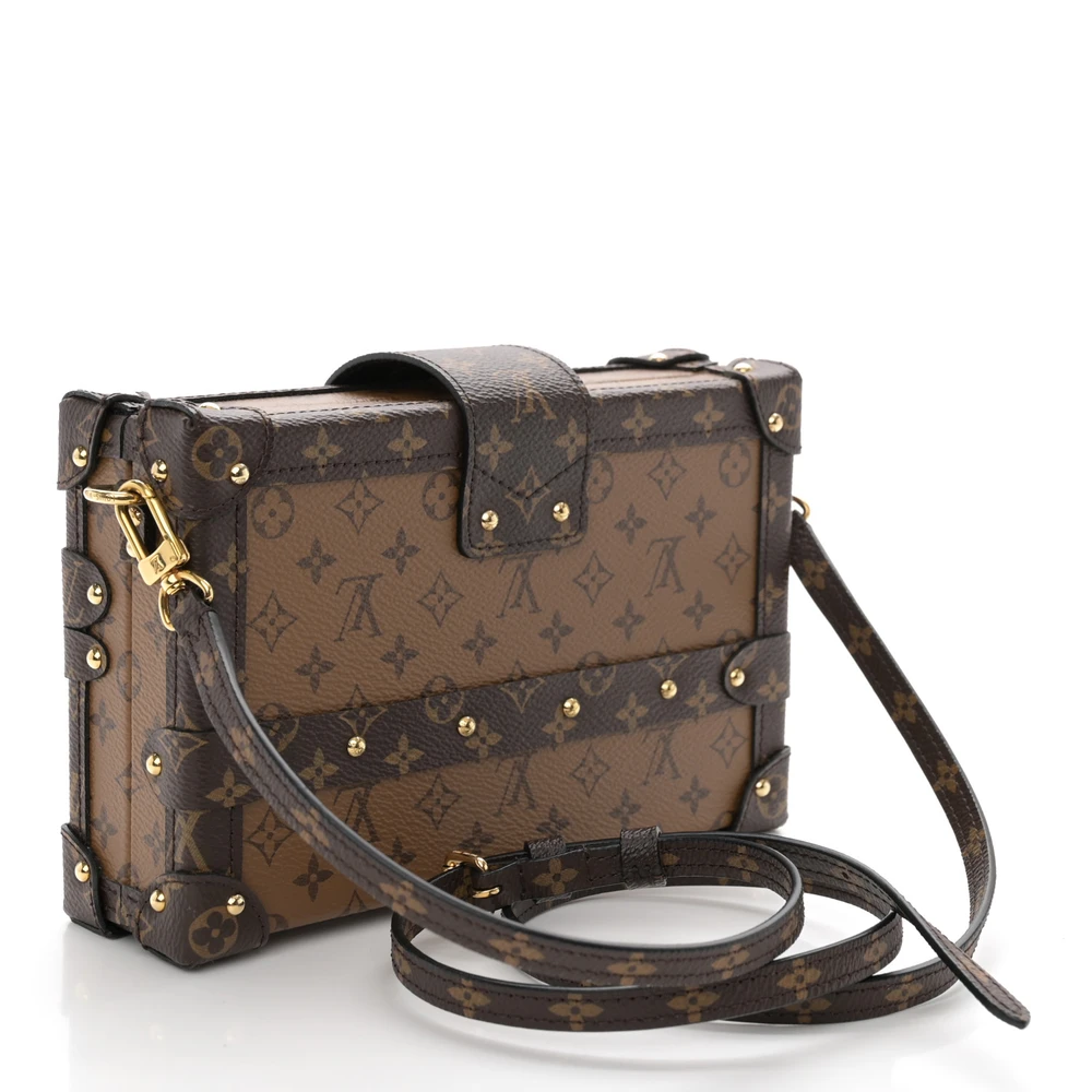 Petite Malle Super Clone Reverse Monogram Canvas Gold Hardware CrossBody HandBag - Image 8