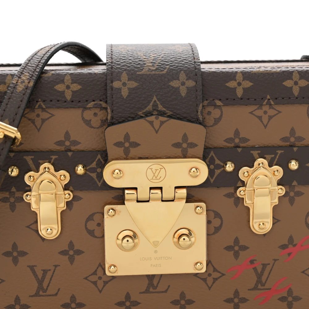 Petite Malle Super Clone Reverse Monogram Canvas Gold Hardware CrossBody HandBag - Image 6
