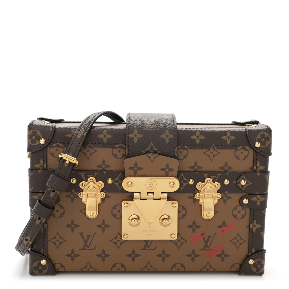 Petite Malle Super Clone Reverse Monogram Canvas Gold Hardware CrossBody HandBag
