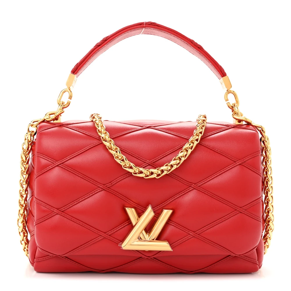 GO-14 MM Super Clone Lambskin Malletage Leather Top Handle with Gold Hardware