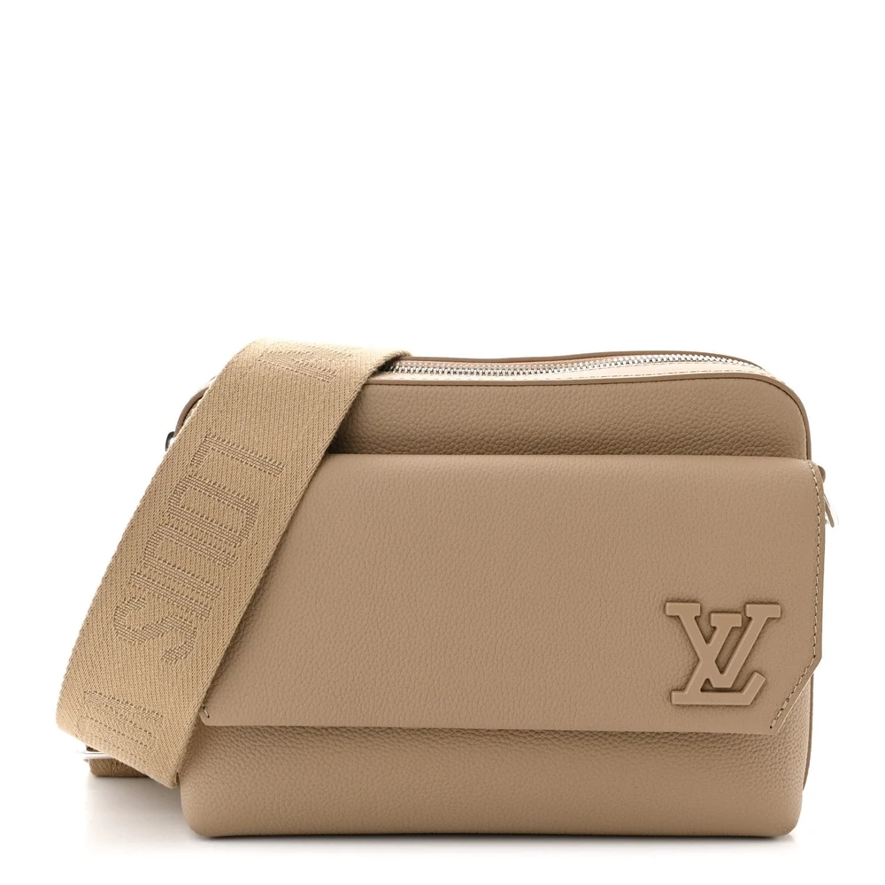 Fastline Messenger Super Clone Sable Beige Calfskin Aerogram Leather Silver Hardware Messenger Bag