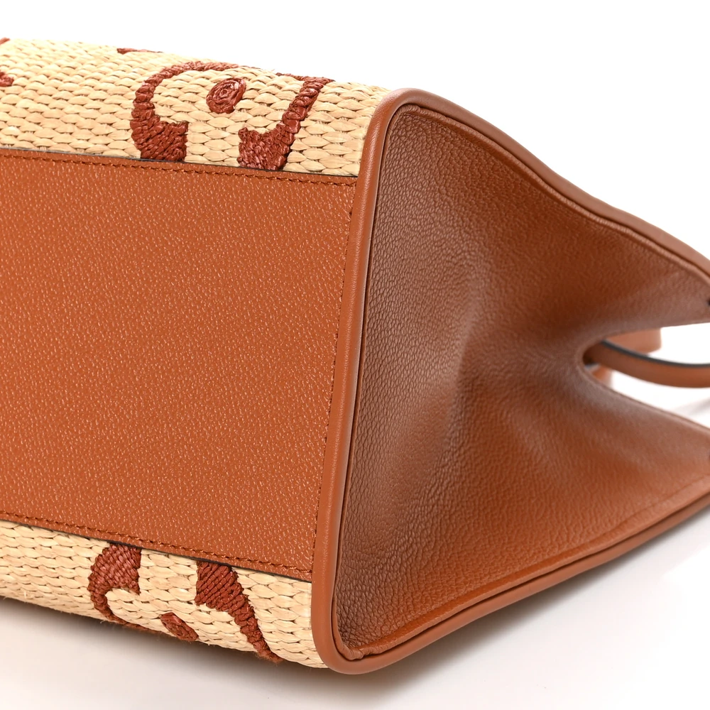 Onthego MM Super Clone Tan Monogram Raffia Canvas Large Tote Bag - Image 2