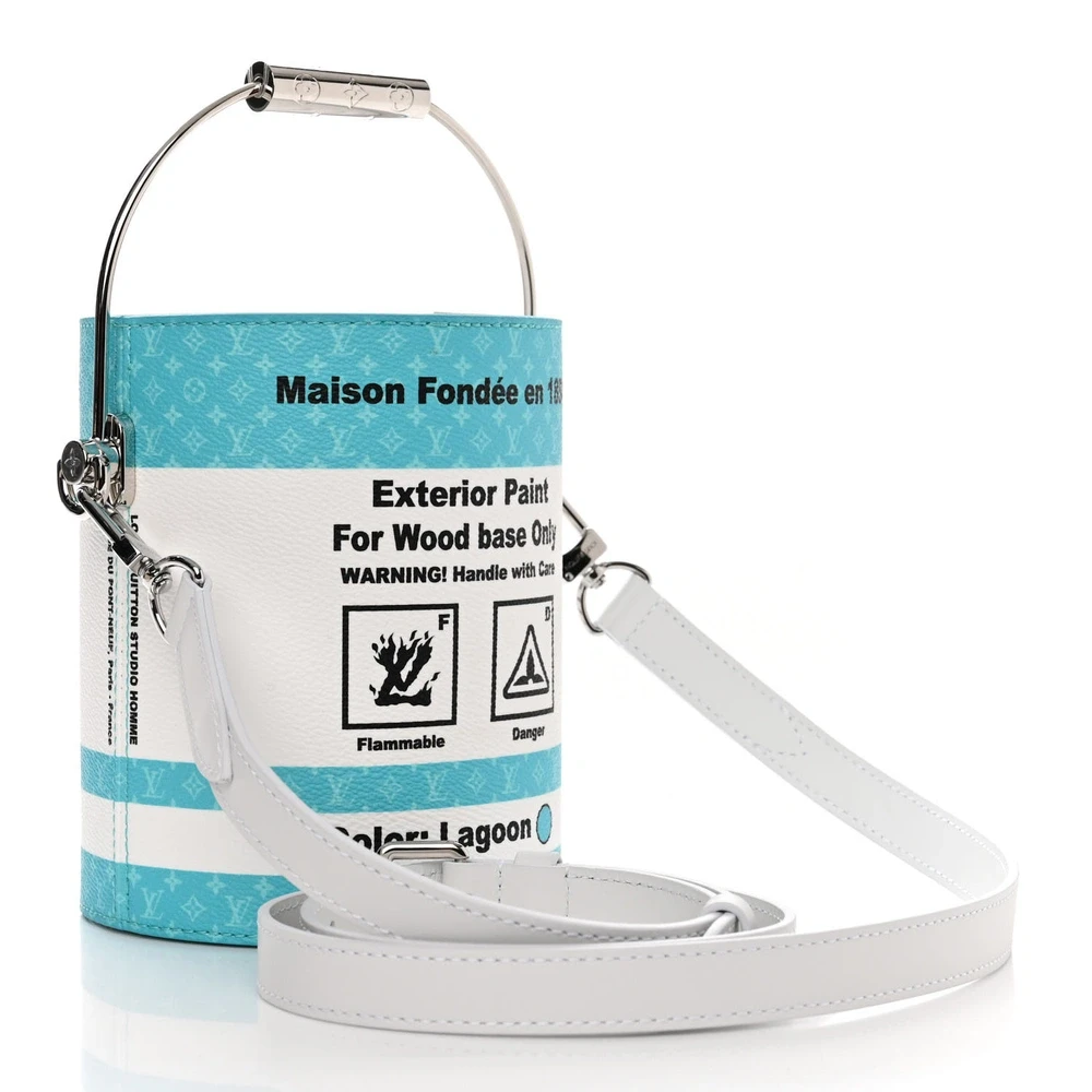 Monogram Paint Can 1:1 Replica Turquoise Canvas Silver Hardware HandBag - Image 7
