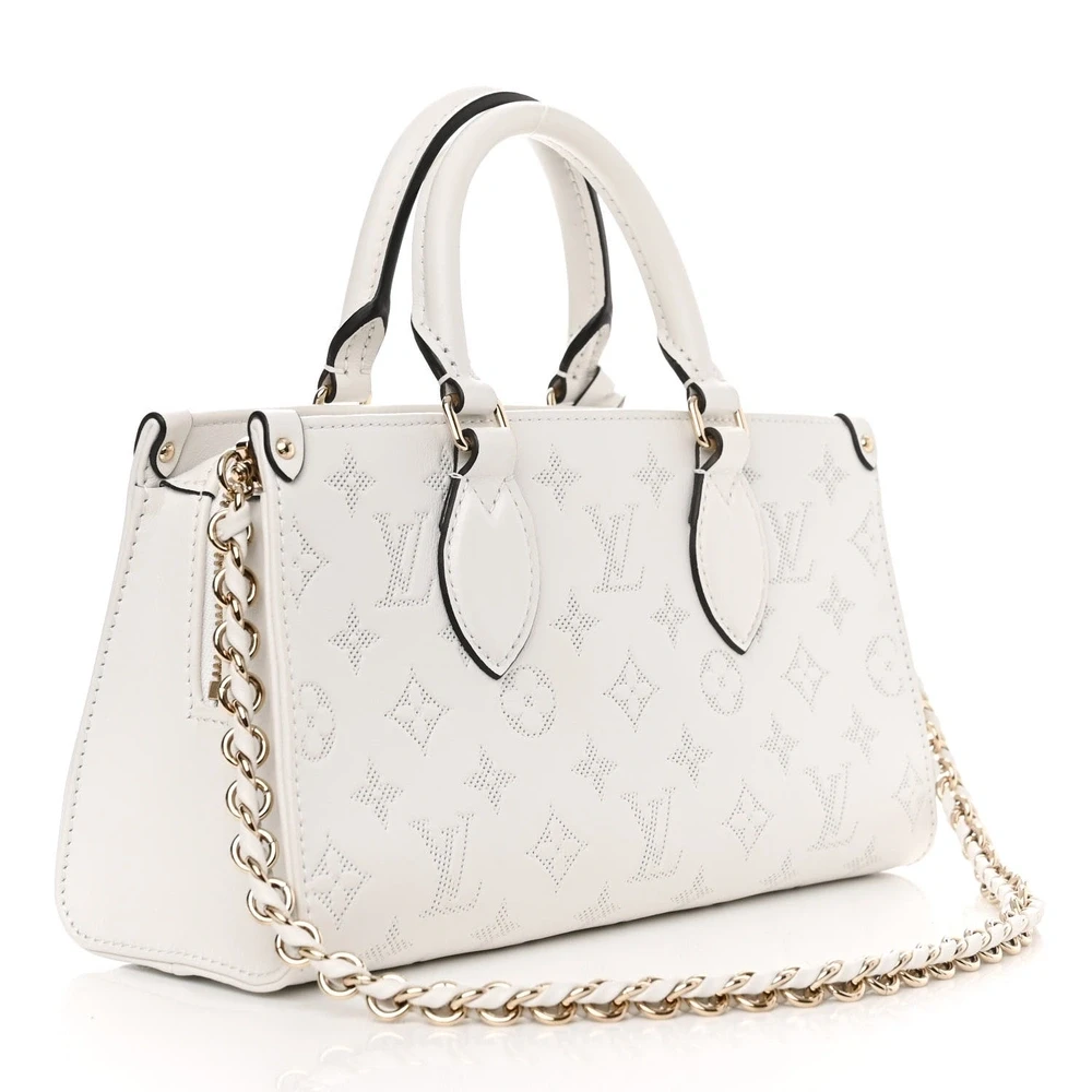 OnTheGo East West Super Clone White Embossed Monogram Calfskin Leather Gold Hardware Shoulder Handbag - Image 8