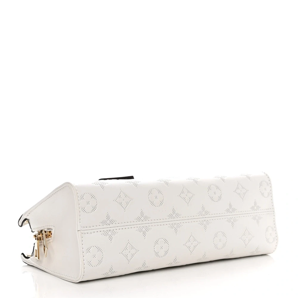 OnTheGo East West Super Clone White Embossed Monogram Calfskin Leather Gold Hardware Shoulder Handbag - Image 7