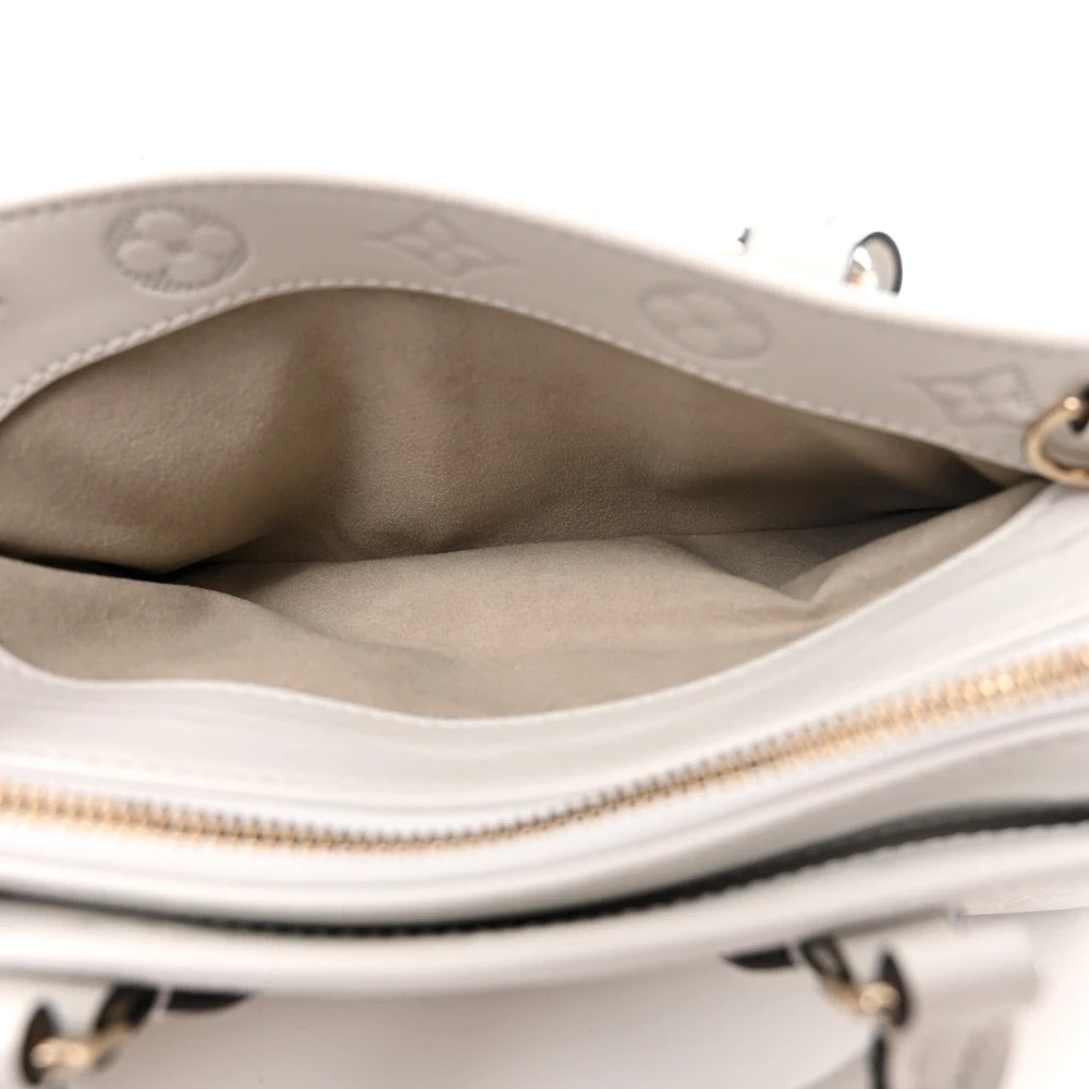 OnTheGo East West Super Clone White Embossed Monogram Calfskin Leather Gold Hardware Shoulder Handbag - Image 5