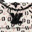 Twist MM  Super Clone Louis Vuitton  Graphic Print Shoulder Handbag  with  Black Hardware