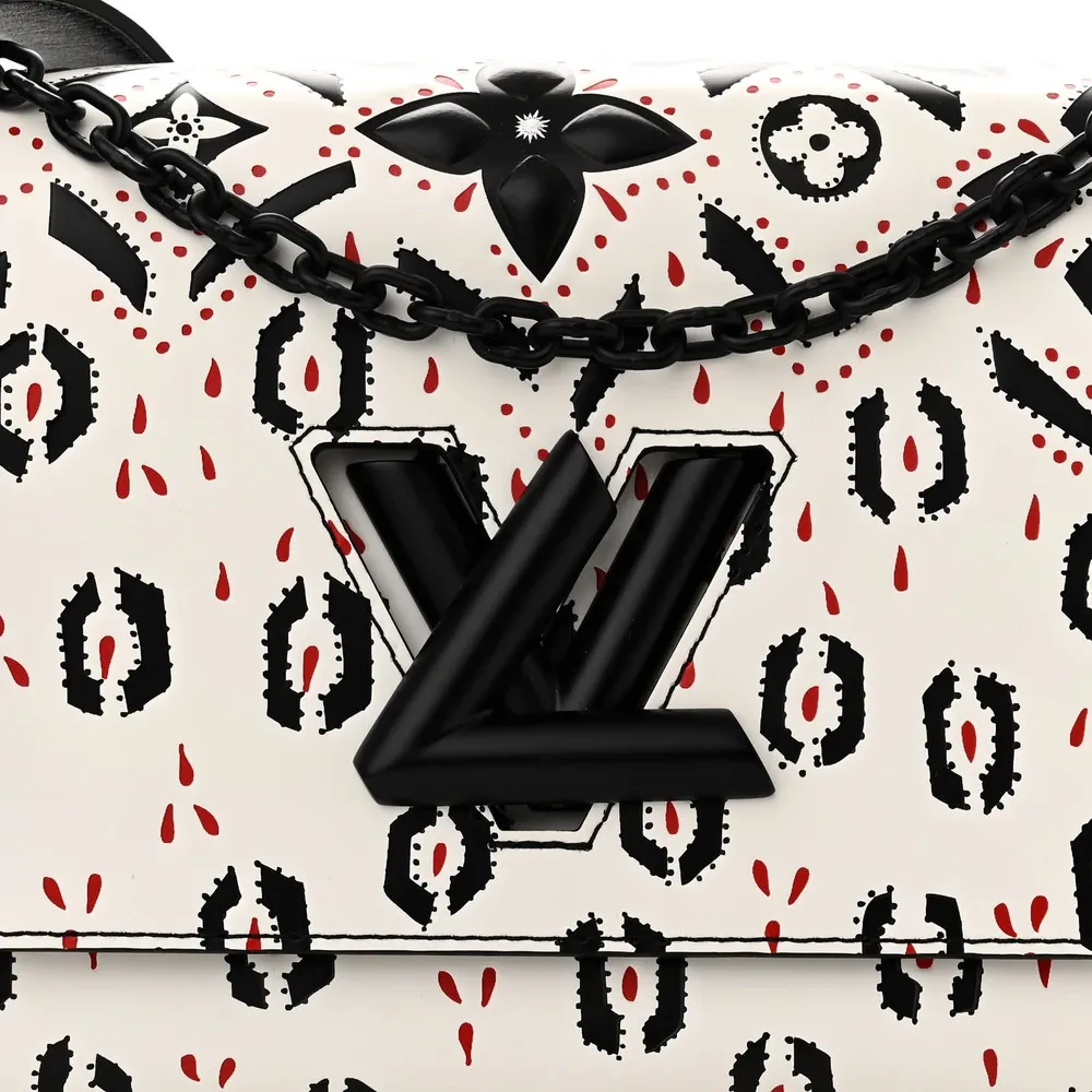 Twist MM  Super Clone Louis Vuitton  Graphic Print Shoulder Handbag  with  Black Hardware