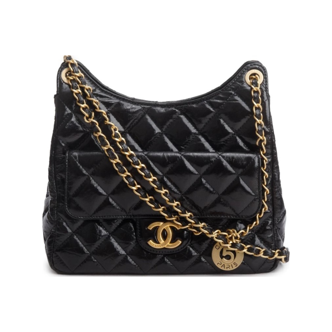 Chanel-Wavy-CC-Hobo-Replica-Black-Shiny-Crumpled-Calfskin-Quilted-Gold-Hardware-1-1-Mirror-Quality