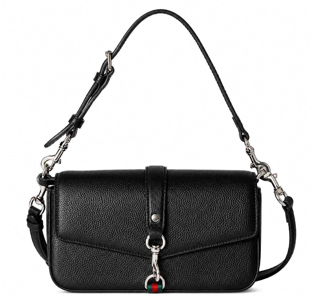 Gucci-810232-Replica-Black-Grained-Leather-Small-Cross-Body-Bag-Hook-Closure-1-1-Mirror-Quality