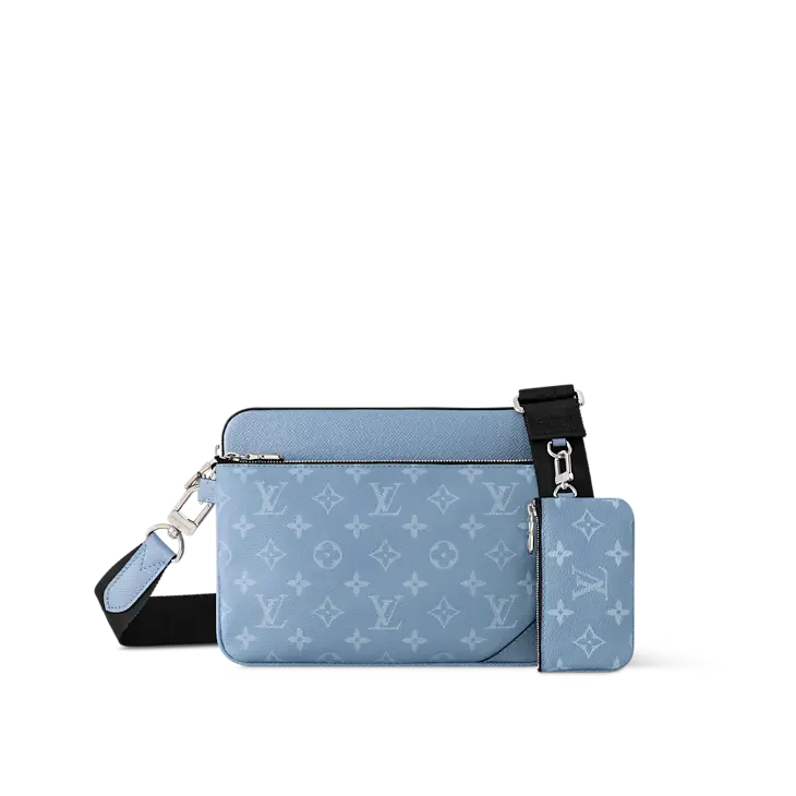 LV Monogram Trio Messenger Crossbody/Shoulder Bag Taigarama Sky Blue Super Fake
