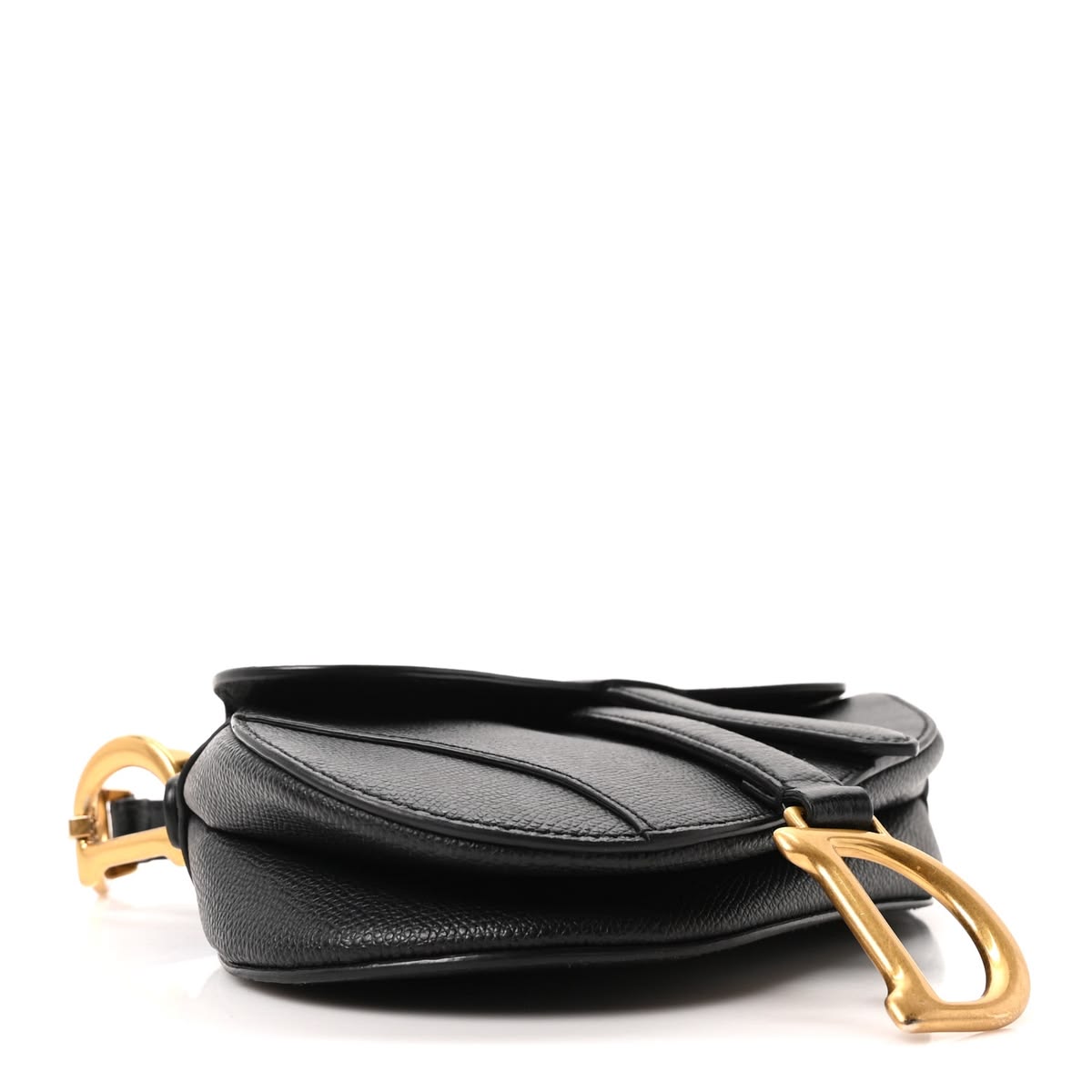SuperClone Mini Saddle Bag Black Grained Calfskin Luxury Replica Shoulder Bag - Image 5