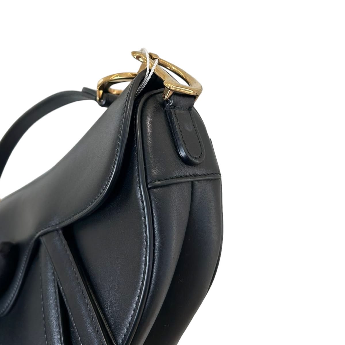 SuperClone Mini Saddle Bag Black Grained Calfskin Luxury Replica Shoulder Bag - Image 6