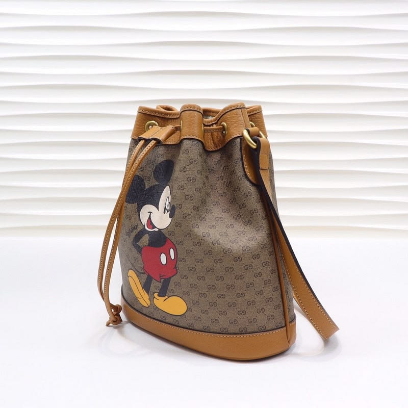 Gucc!x Disney Mini Vintage GG Supreme Monogram Bucket Bag – Mirror Quality Handbag - Image 4