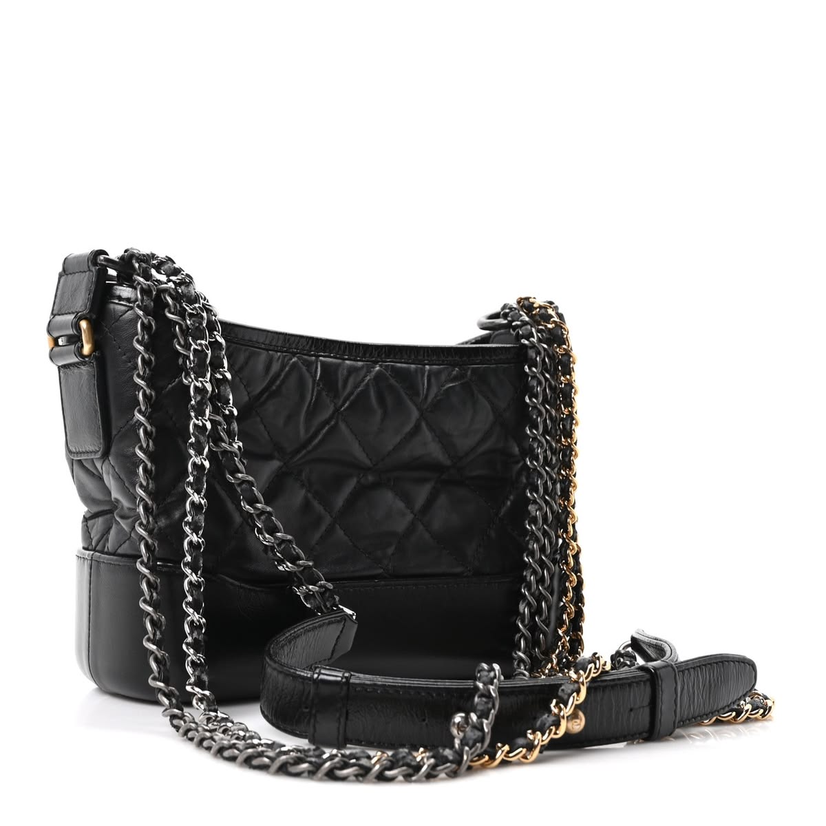 Back view of the Small Gabrielle Hobo in black aged calfskin leather