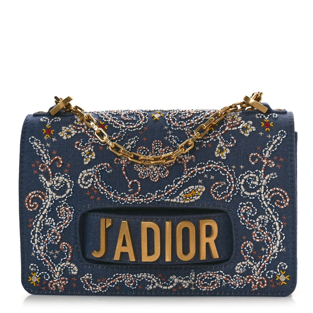 Front view of the D!0r J'Adior Chain Flap bag with premium leather and chain strap