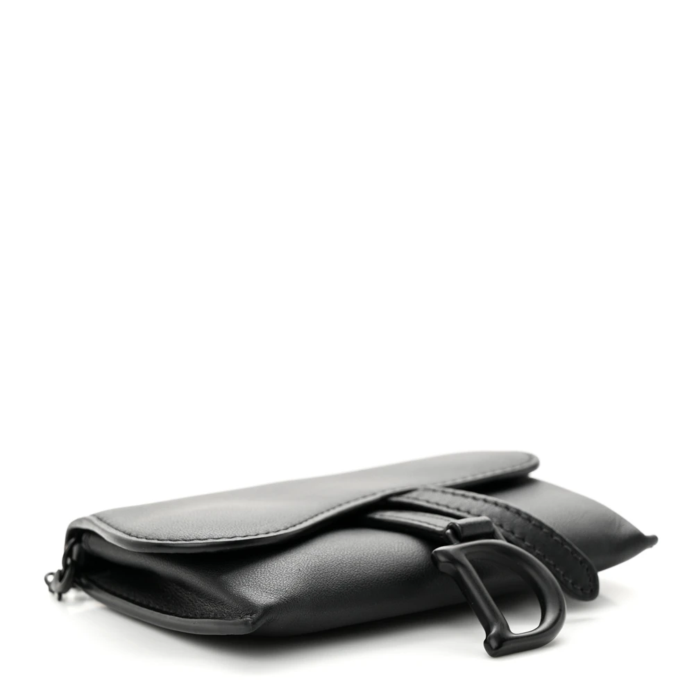 Nano Saddle Chain Pouch Black Ultra Matte Calfskin – Super Clone Chain Bag - Image 5