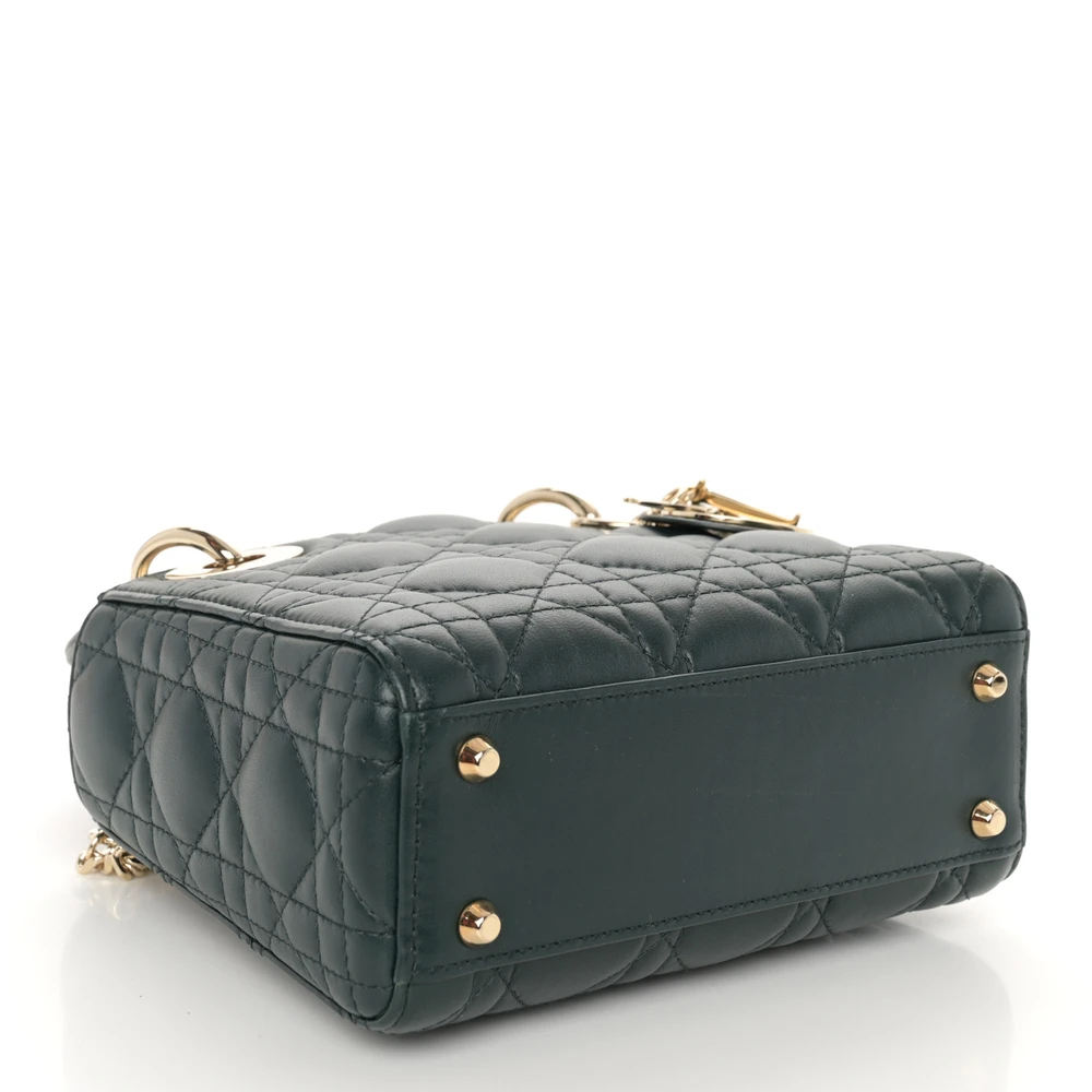 D!0r Dark Green Cannage Leather Mini Lady Bag – Mirror Quality - Image 5