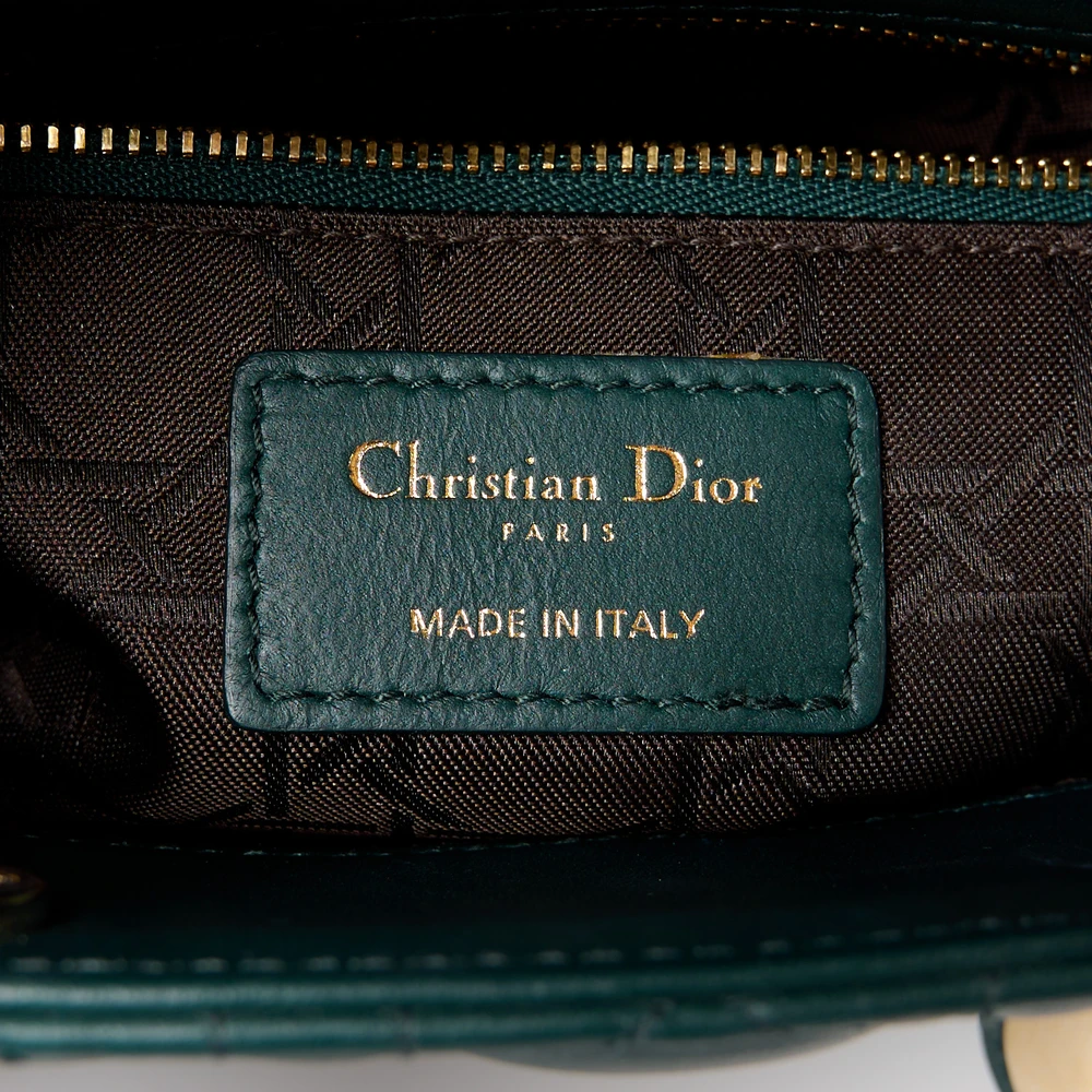 Mini Lady Bag in Deep Green Lambskin Leather – 1:1 Replica Handbag with Gold Hardware - Image 4