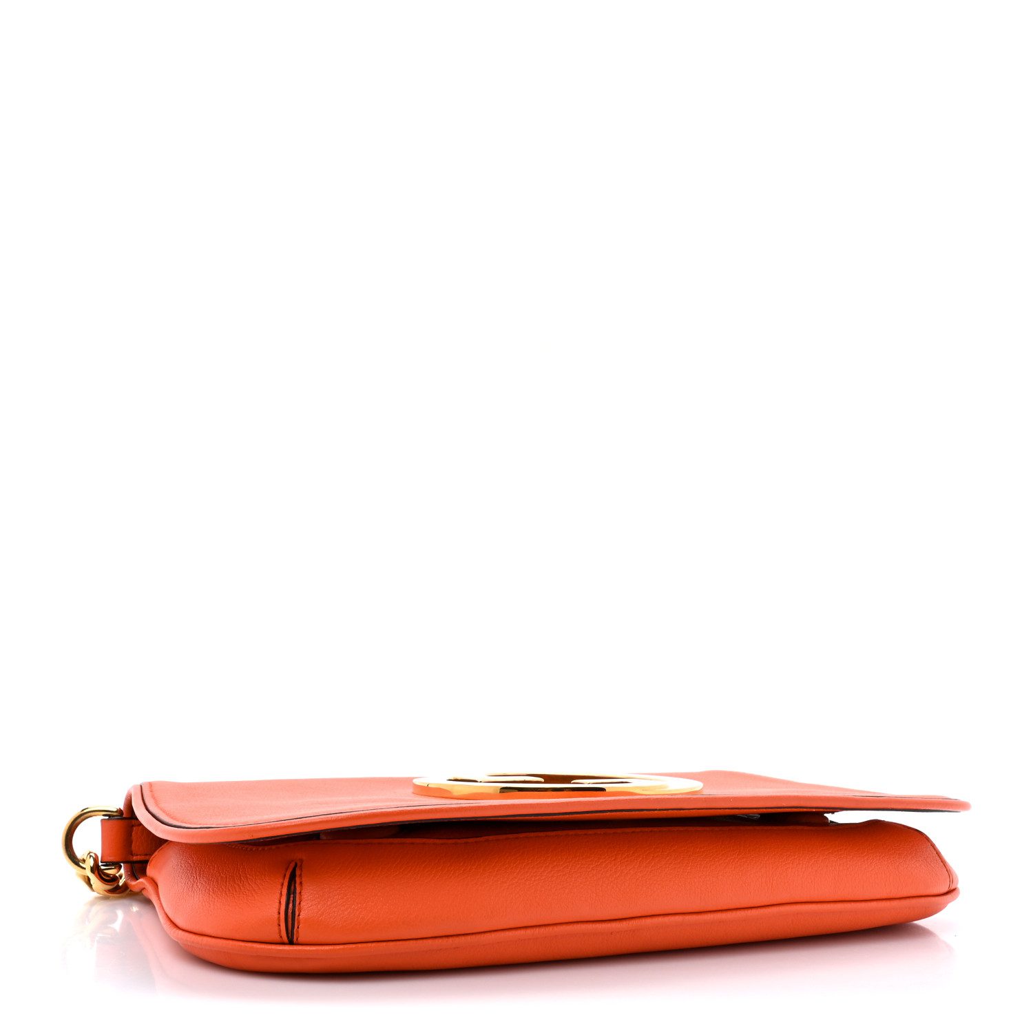 Bottom view of the Roxy Calfskin Blondie Chain Shoulder Flap Bag showing the structured leather base