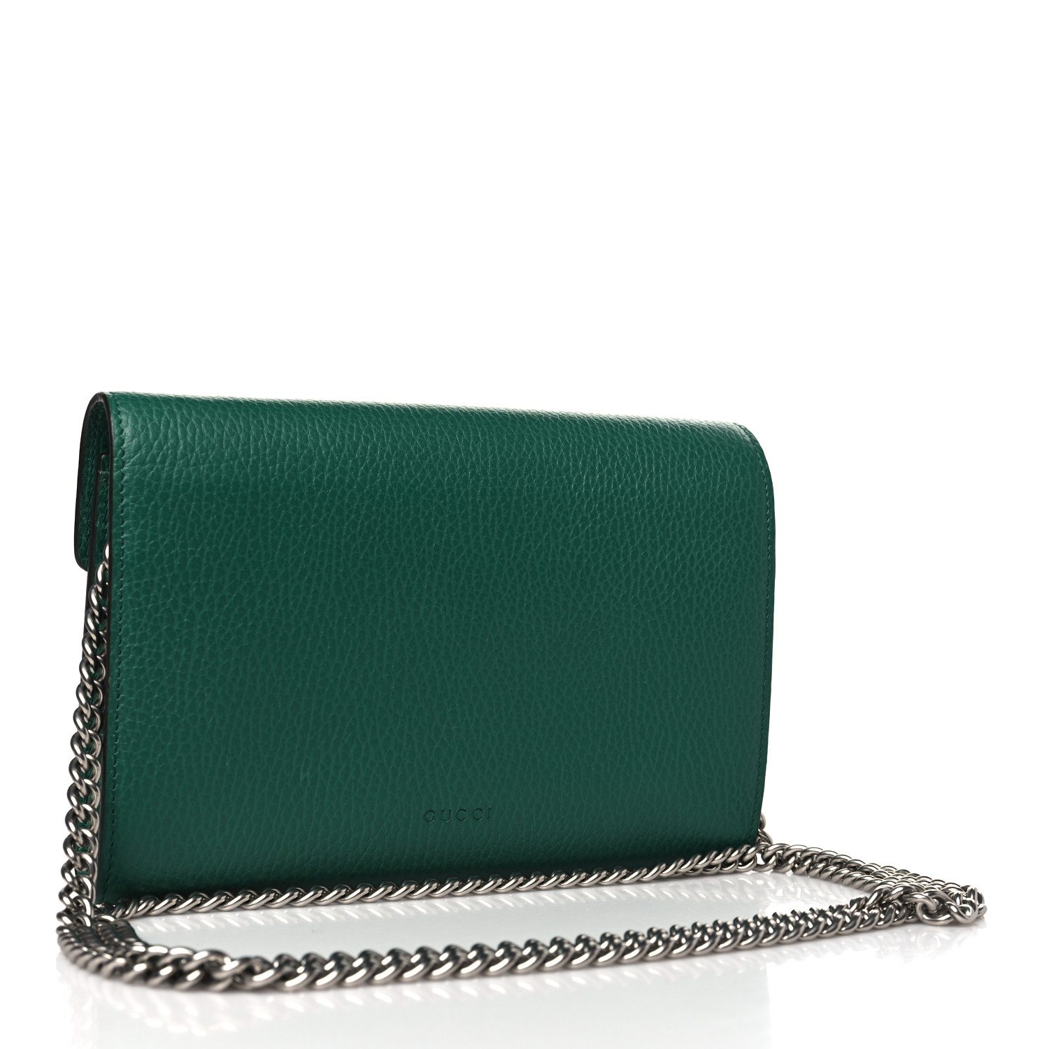 Back view of the emerald grained calfskin Mini Dionysus Chain Wallet