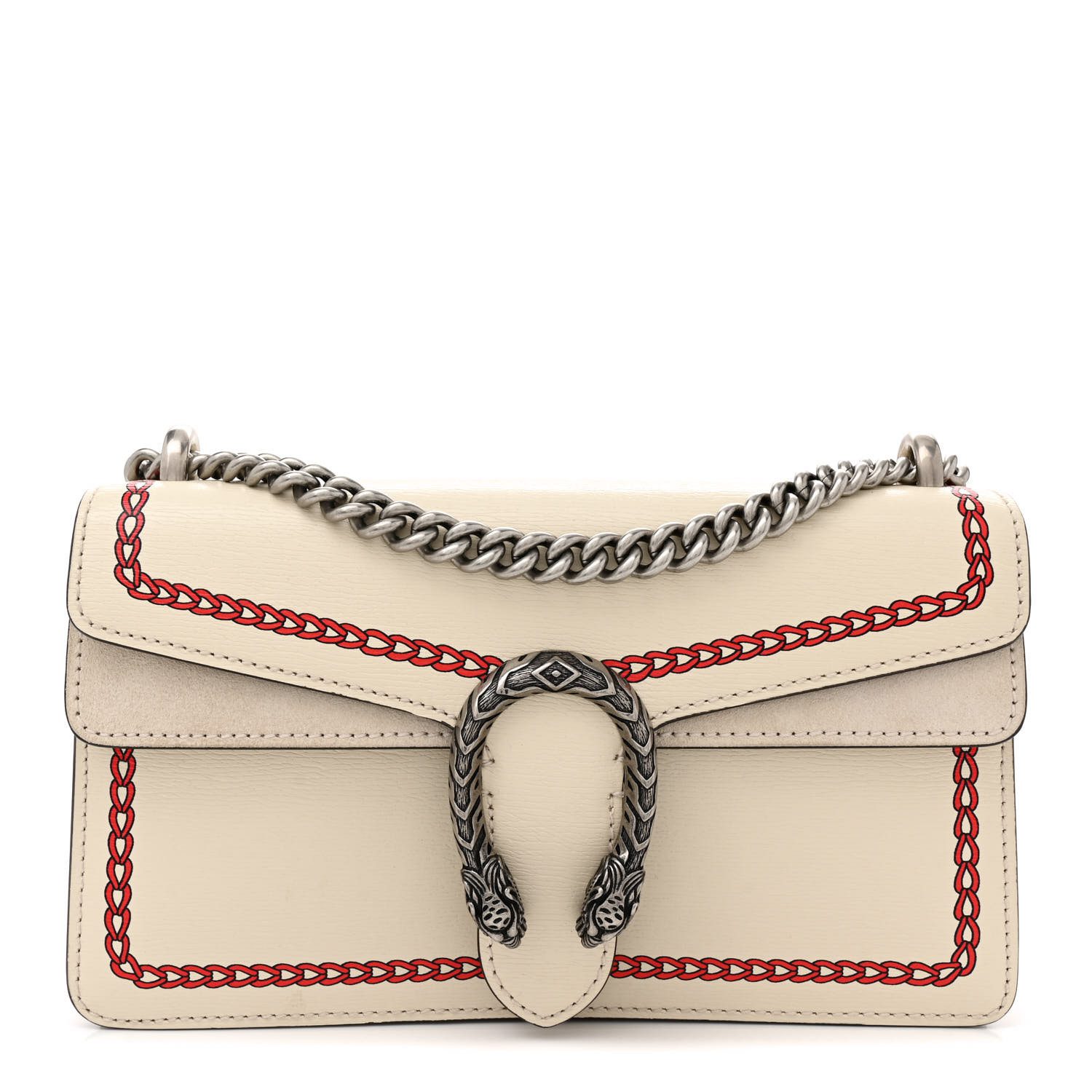 Front view of the Lunar New Year Small Dionysus Shoulder Bag in Mystic White and Red
