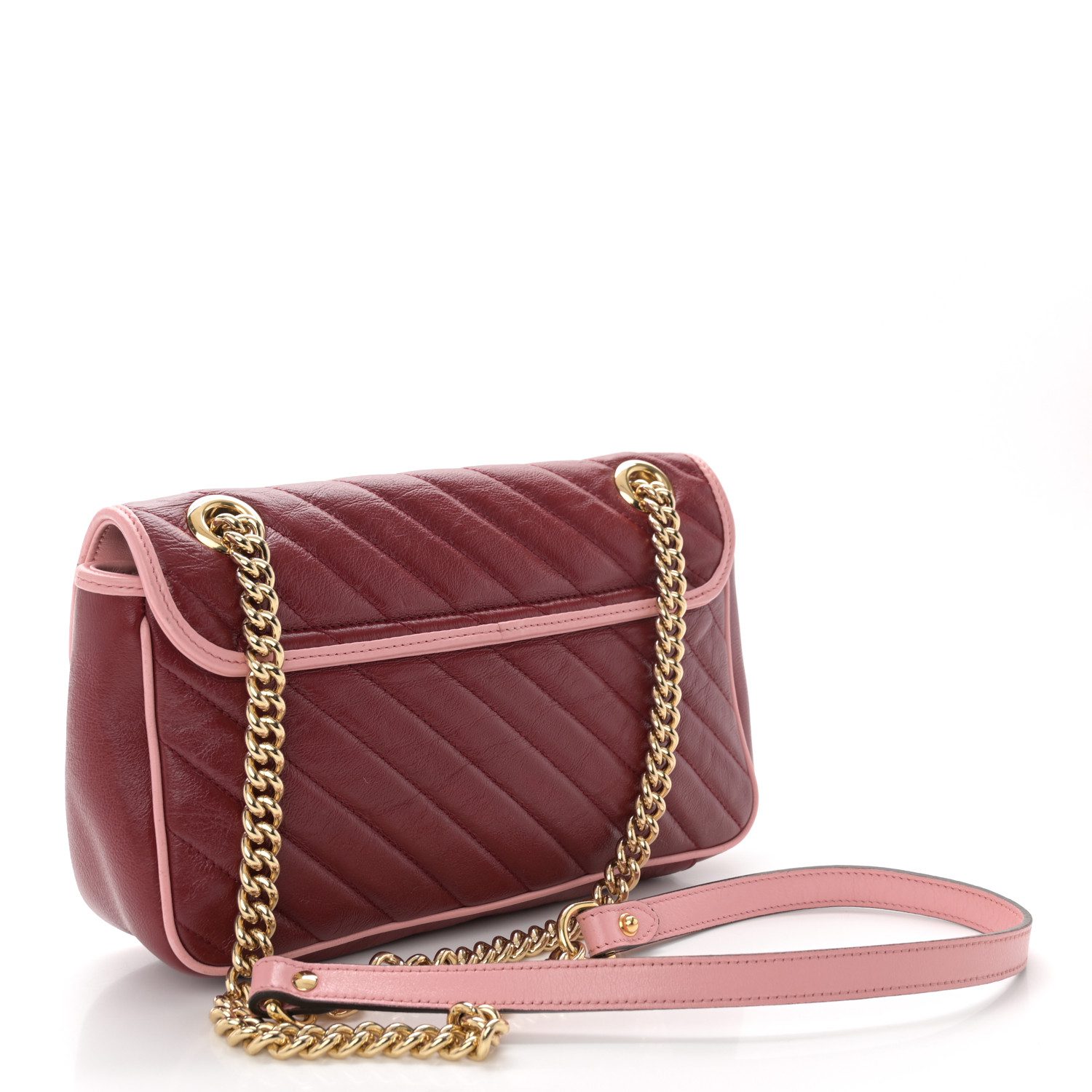 Back view of the Azalea calfskin GG Marmont Small Torchon shoulder bag