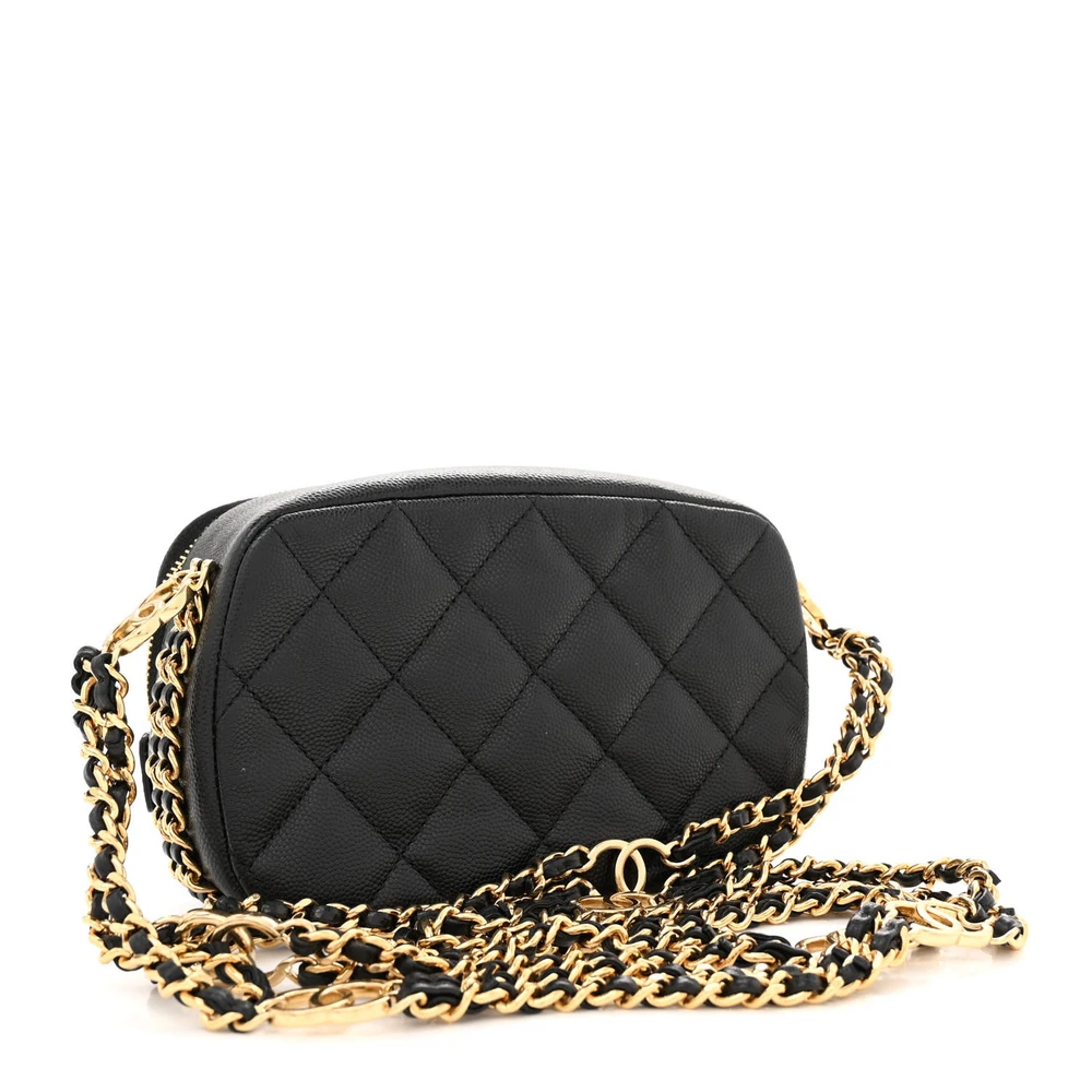 Back view of the black caviar leather Mini Camera Case