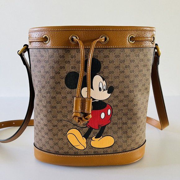 Gucc!x Disney Mini Vintage GG Supreme Monogram Bucket Bag – Mirror Quality Handbag - Image 2