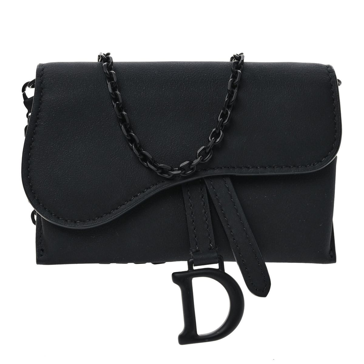 Front of of replica D!0r saddle Black belt chain bag