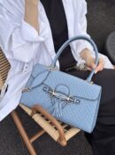 modlel Holding Medium Emily Chain Shoulder Bag Light Blue