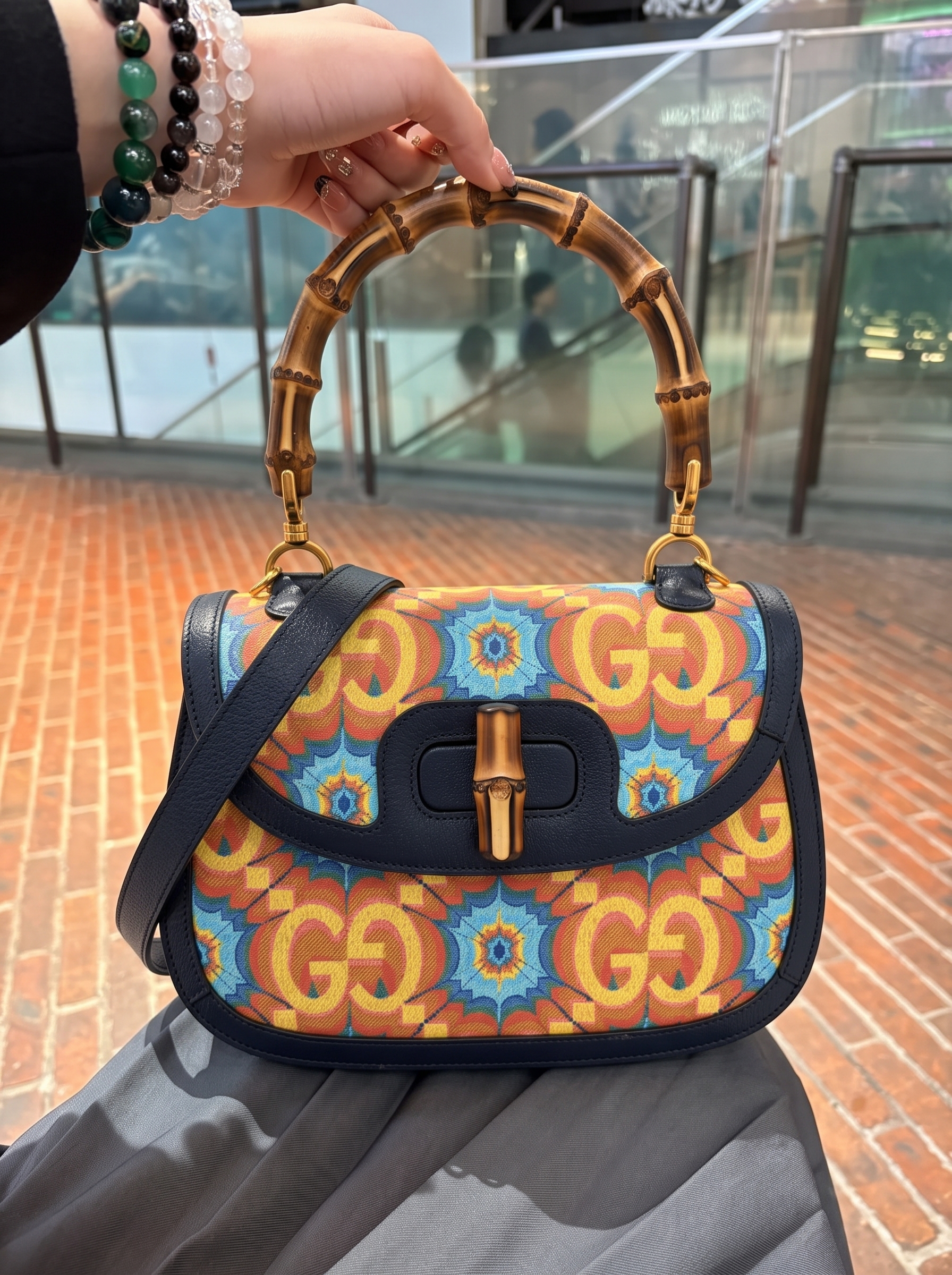 Gucc! Calfskin Kaleidoscope Medium Bamboo 1947 – Limited Edition Handbag