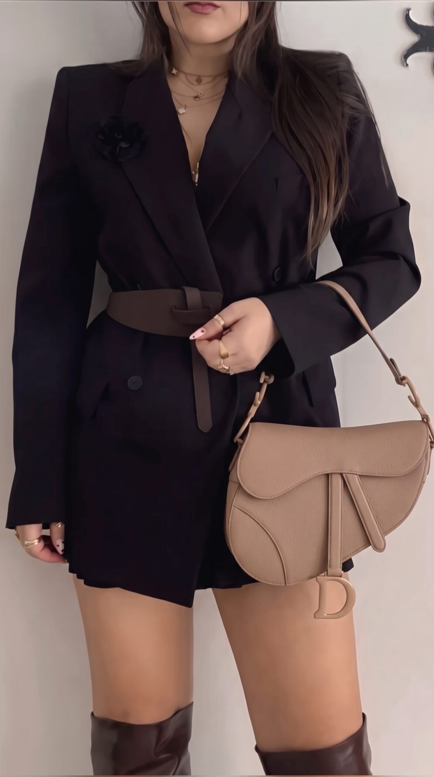 D!0r Blush Ultra-Matte Calfskin Leatherr  – Super Clone Saddle Bag