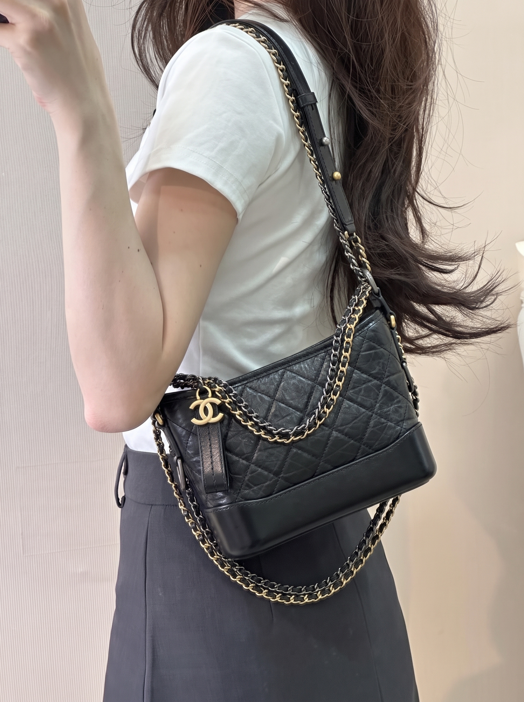 Small Gabrielle Hobo Black Aged Calfskin – Super Clone CrossBody Bag