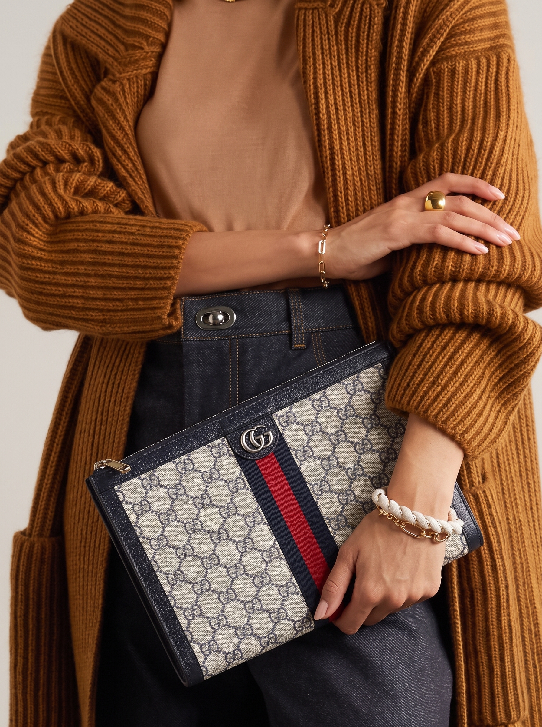 Gucc! GG Supreme Monogram Web Ophidia Pouch – High-End Quality