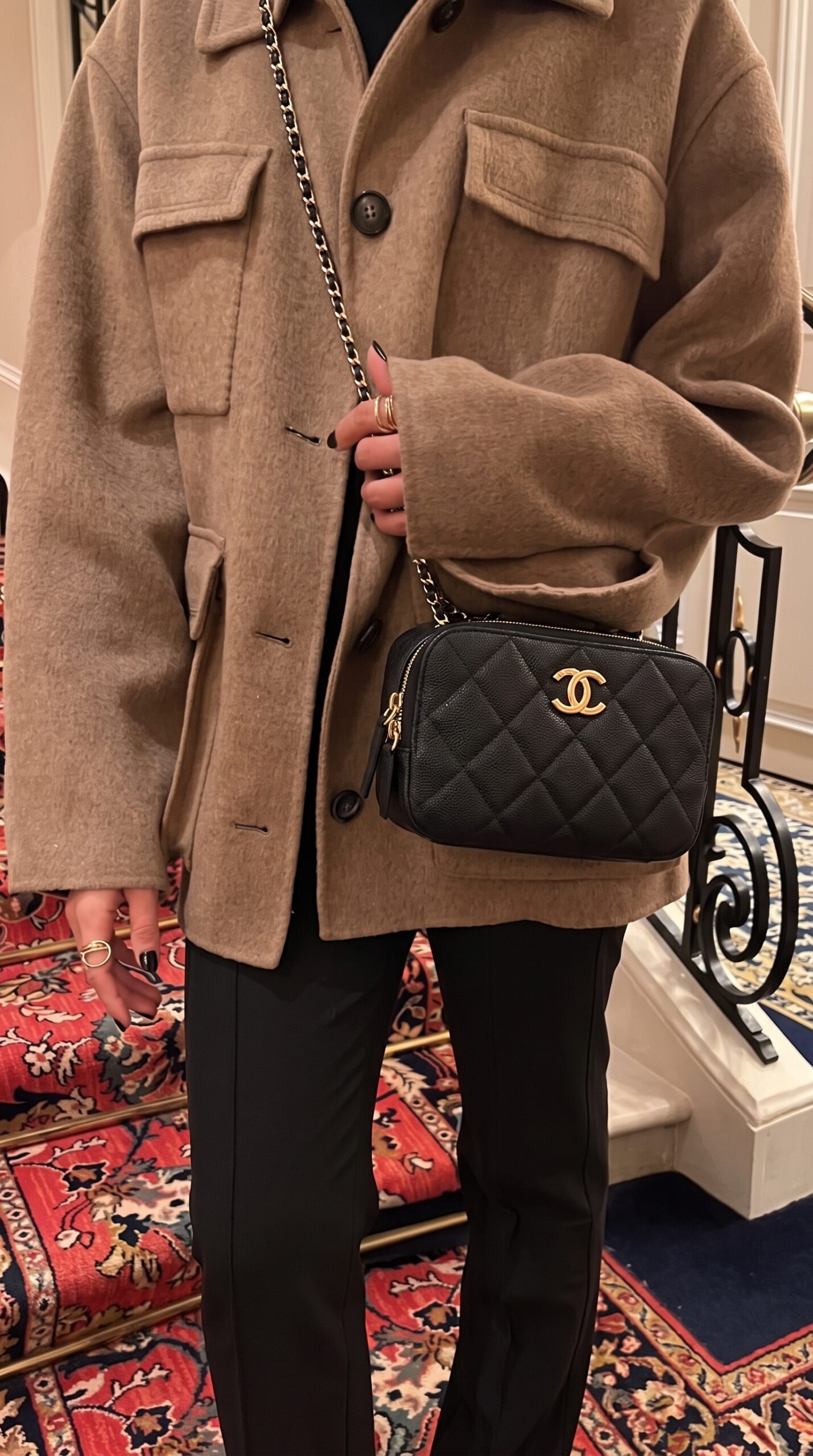 Ch@nel Mini Camera Case Black Caviar Leather-High-End Replica CrossBody Bag